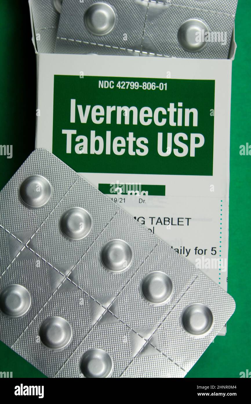 Ivermectin Tablets – Antiviral Drug used to treat Covid 19 and other viral infections Stock Photo