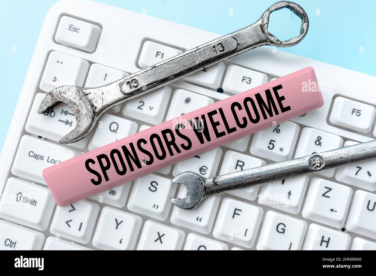 Inspiration showing sign Sponsors Welcome. Internet Concept announcing that you accept investing in your company Creating New Programming Guidebook, Typing Program Source Codes Stock Photo