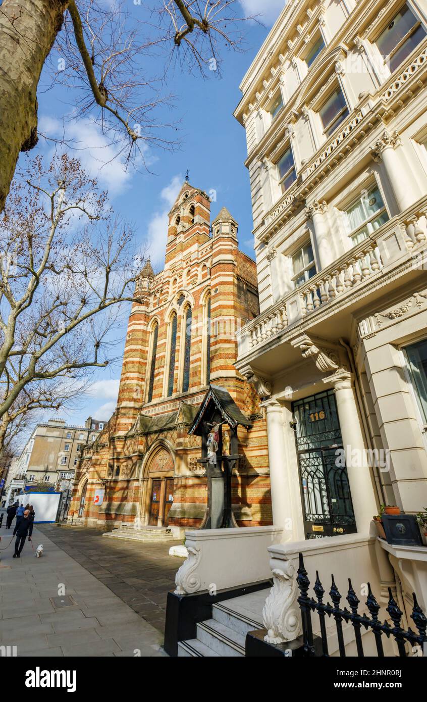 Street view of the front of Holy Trinity Brompton church, or St