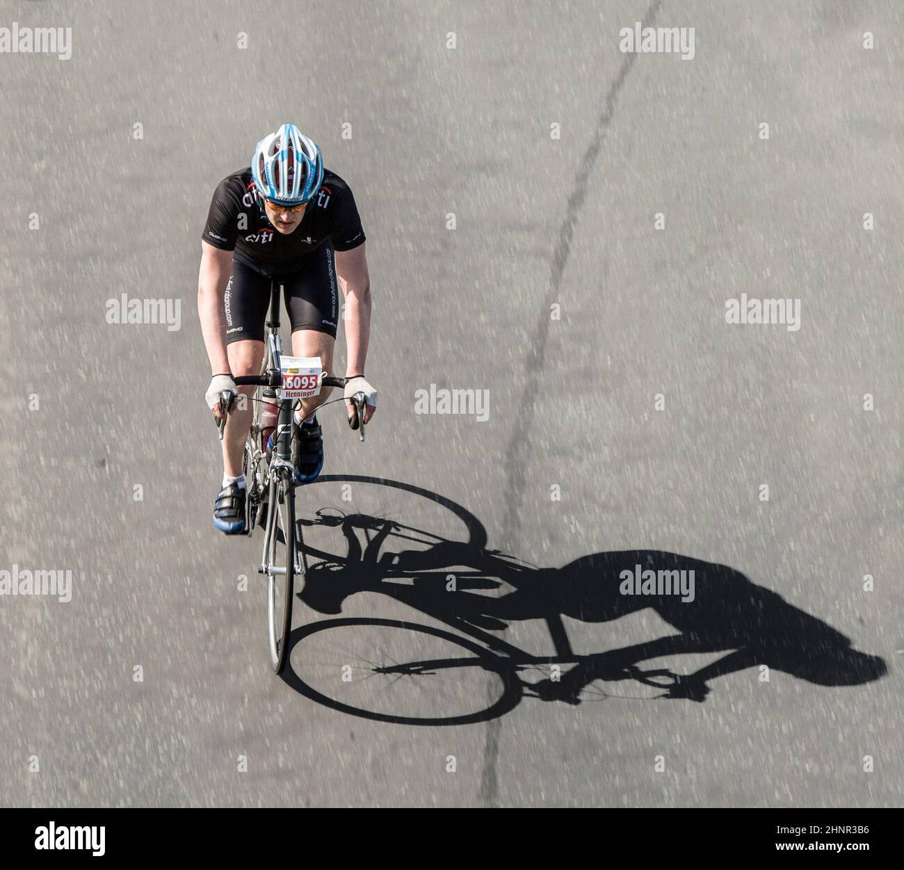 racing cyclist at famous cycle race Rund um den Henninger Turm Stock Photo