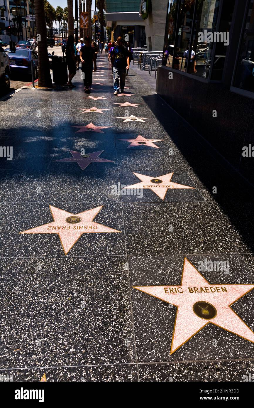 people at the walk of fame in Hollywood Stock Photo