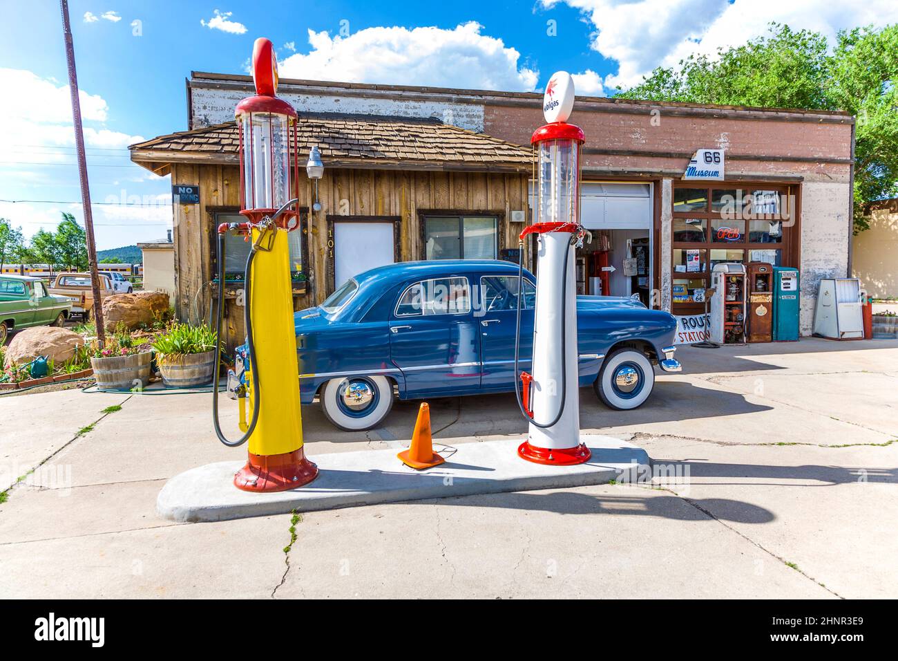 old retro filling station in Williams Stock Photo