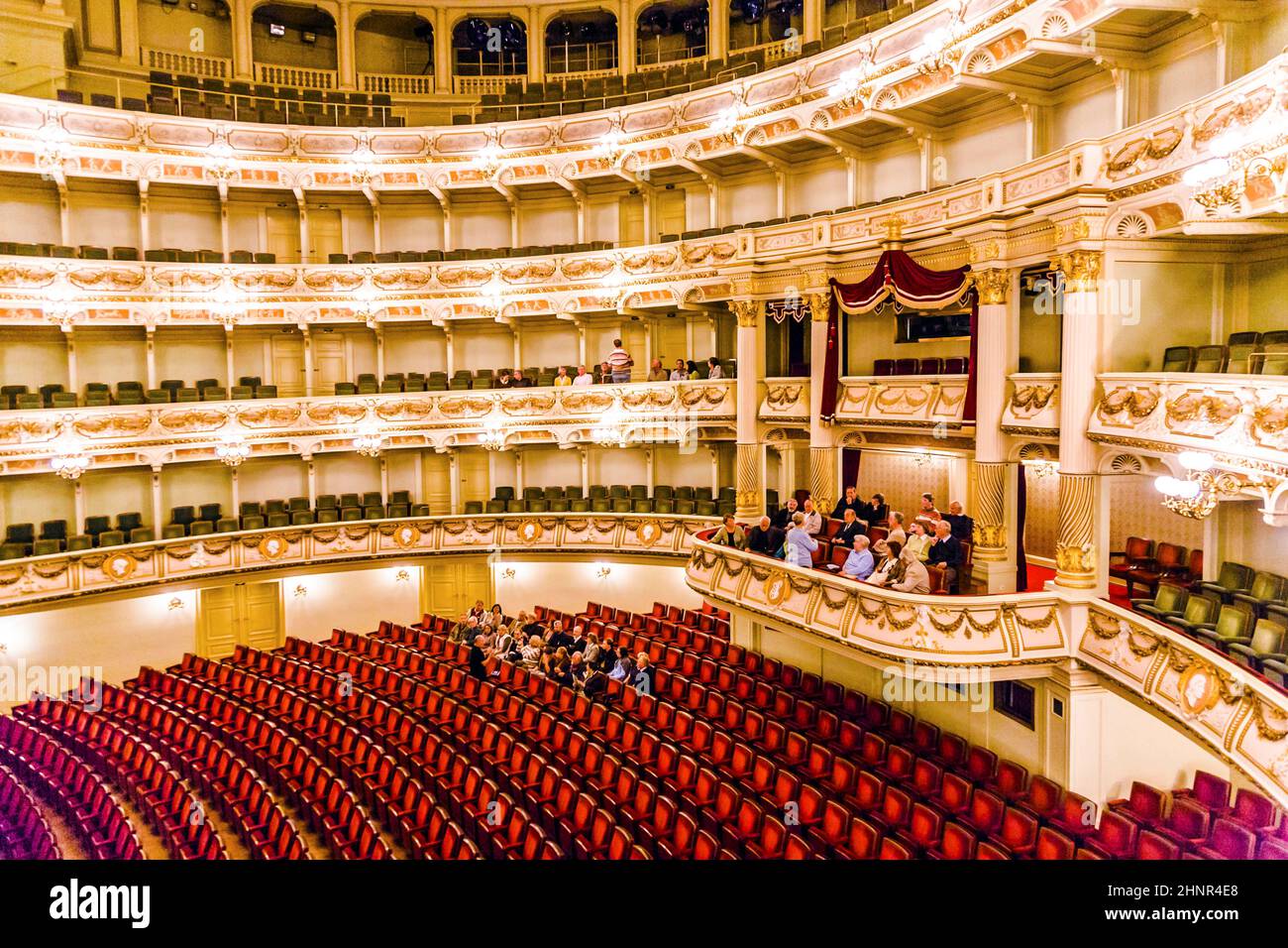 Semper Opera from inside with tourists Stock Photo