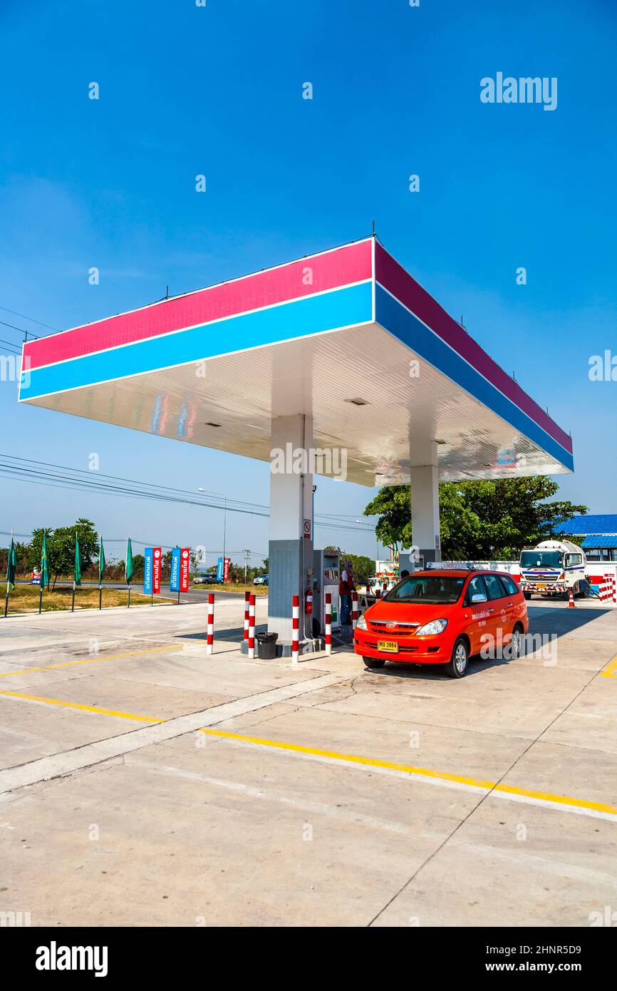 petrol station at the highway near Bangkok Stock Photo Alamy