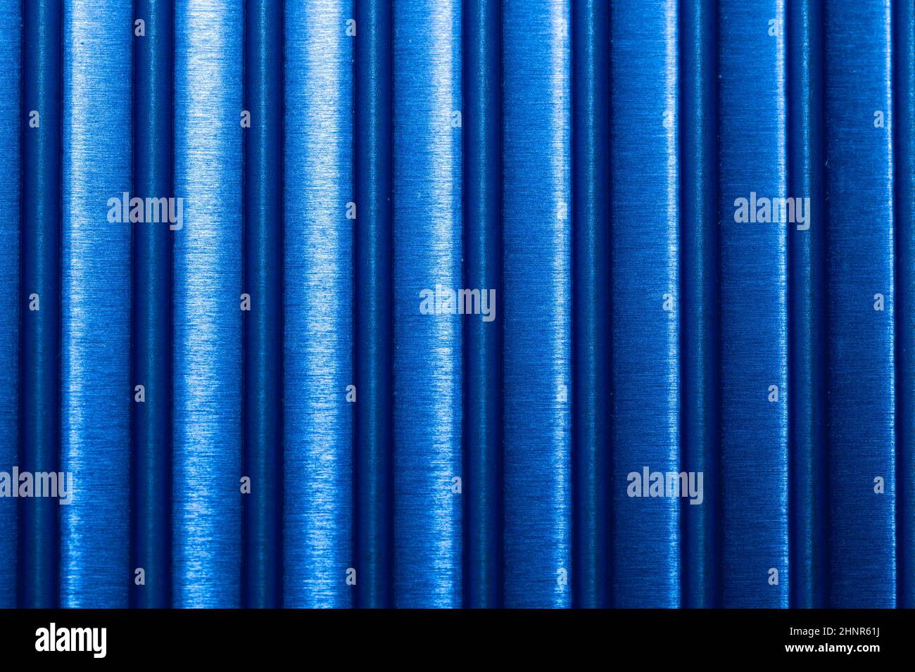 Blue striped surface with parallel lines. plastic background. colored metal plate texture Stock Photo