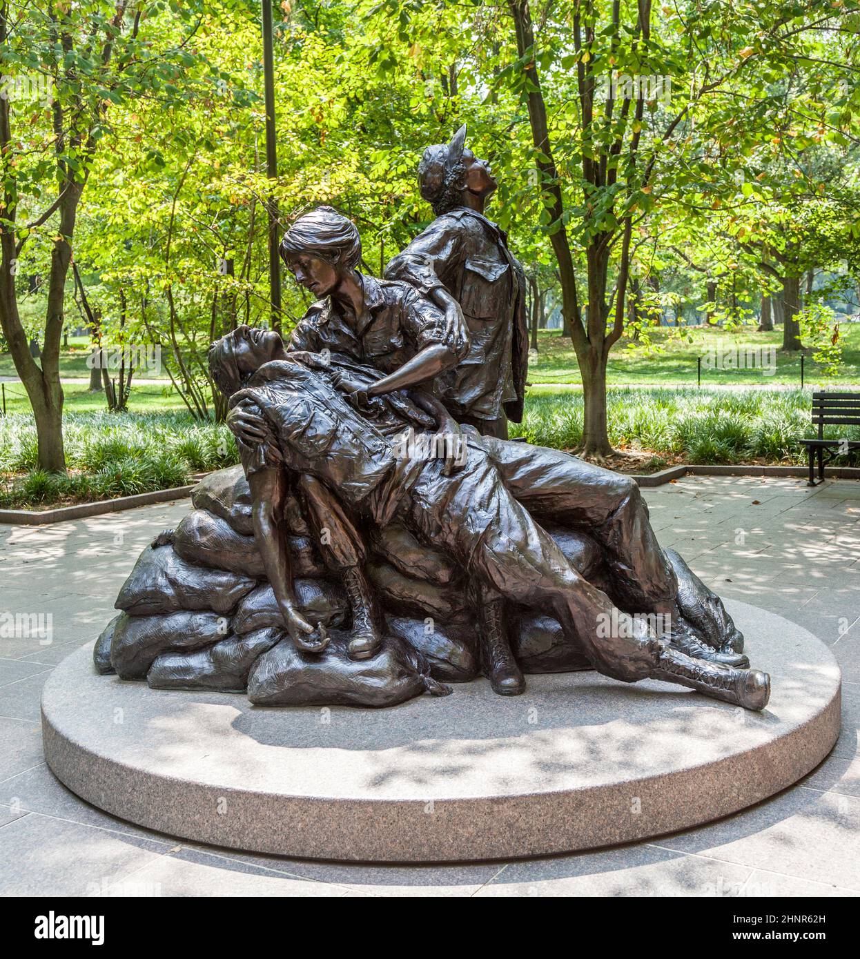 Memorial statues to Vietnam war Women Nurse in Washington Stock Photo