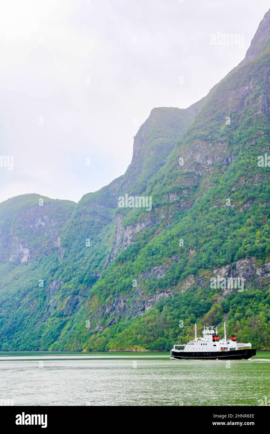 Skagastøl ferry in Aurlandsfjord Sognefjord Norway. Stock Photo