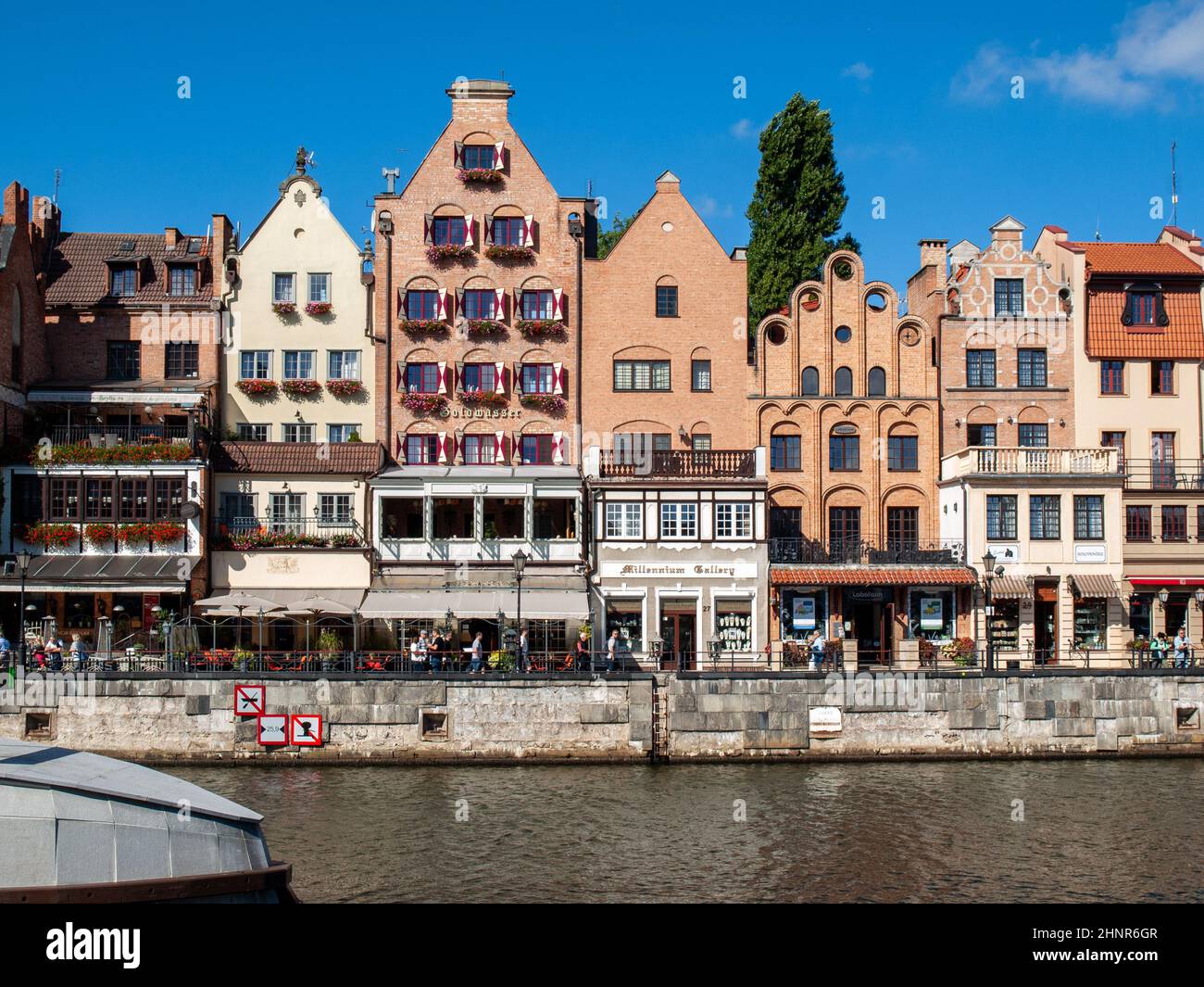 Gdansk, Old Town - historic buildings along the riverbank of Motlawa River Stock Photo