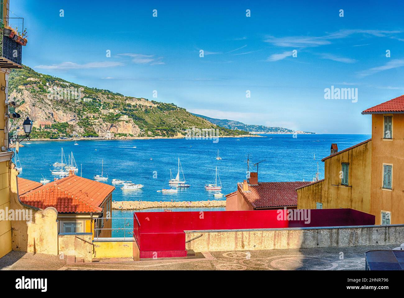 Scenic view over the beach in centre of Menton, France Stock Photo