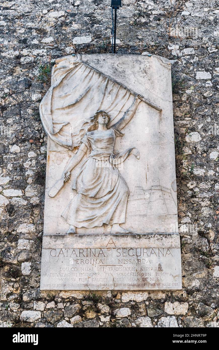 Memorial in bas-relief to Catherine Ségurane, Nice, Cote d'Azur, France Stock Photo