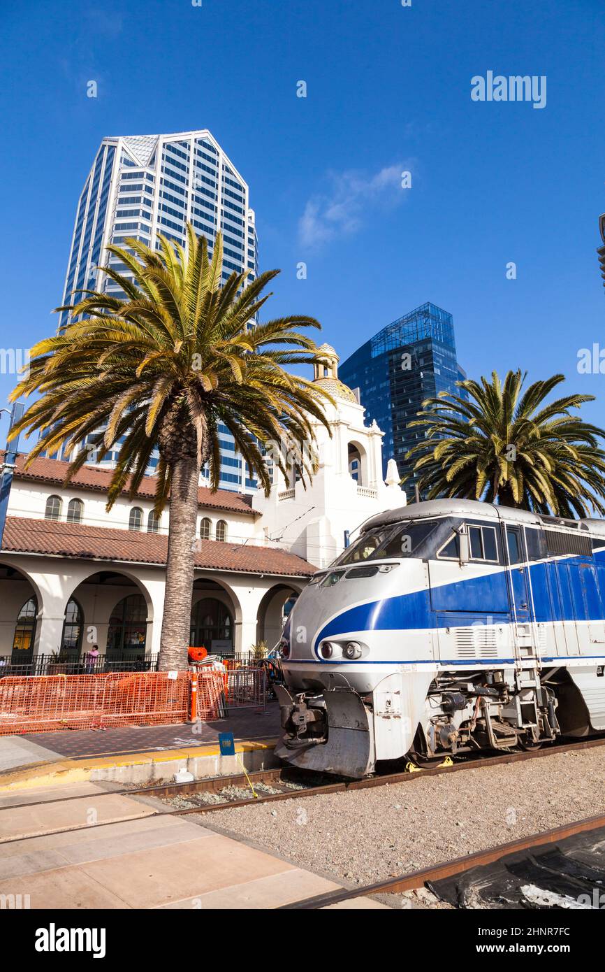 train arrives at Union Station in San Diego Stock Photo Alamy