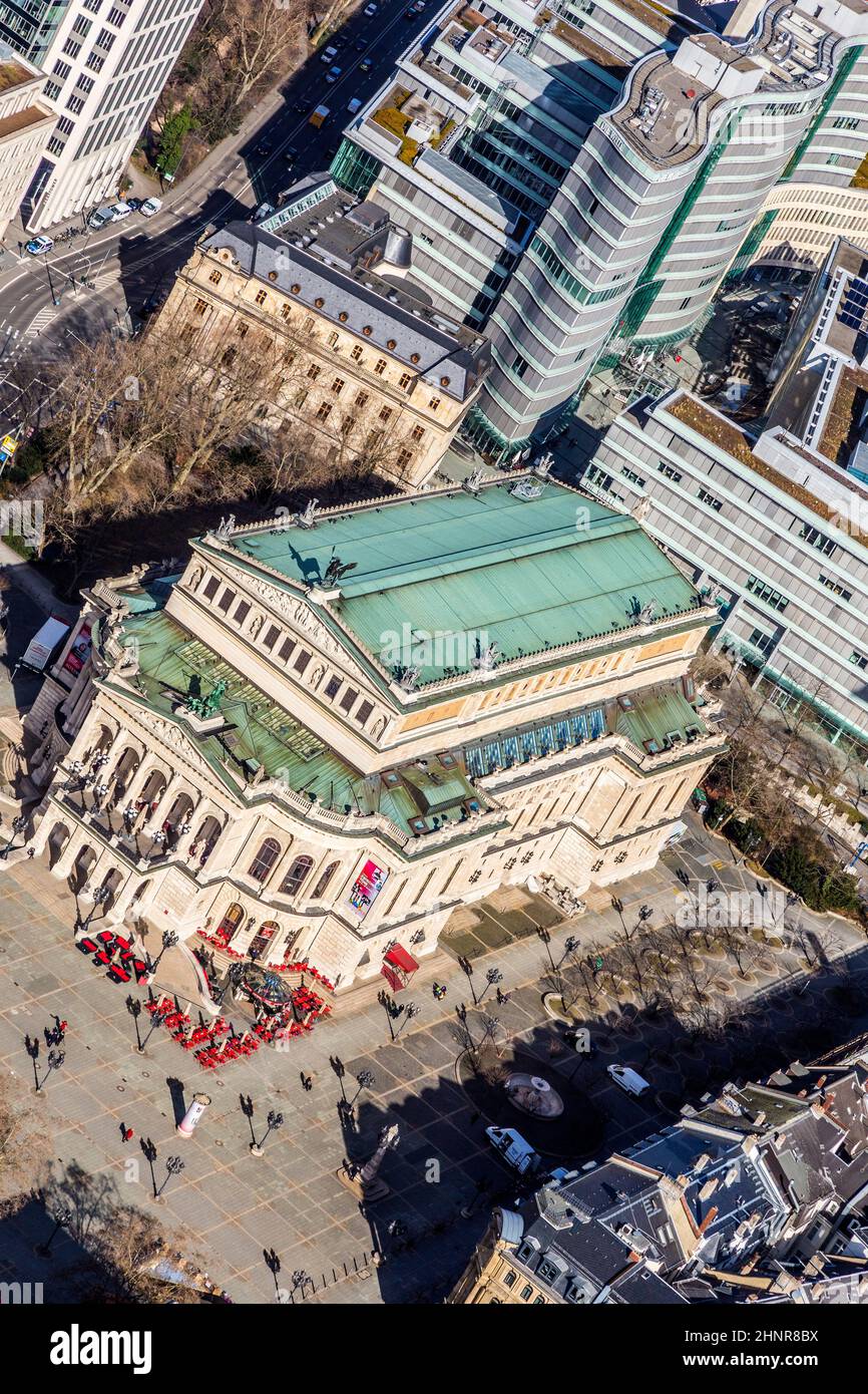 aerial of the financial district in Frankfurt Stock Photo
