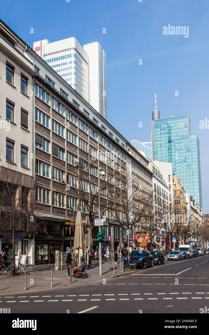 Frankfurt Am Main Street With Skyscraper Stock Photo - Alamy