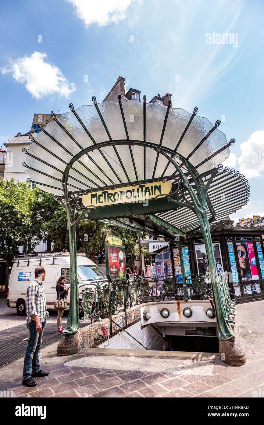 old art nouveau metro station chatelet in the area of Les Halles in Paris Stock Photo