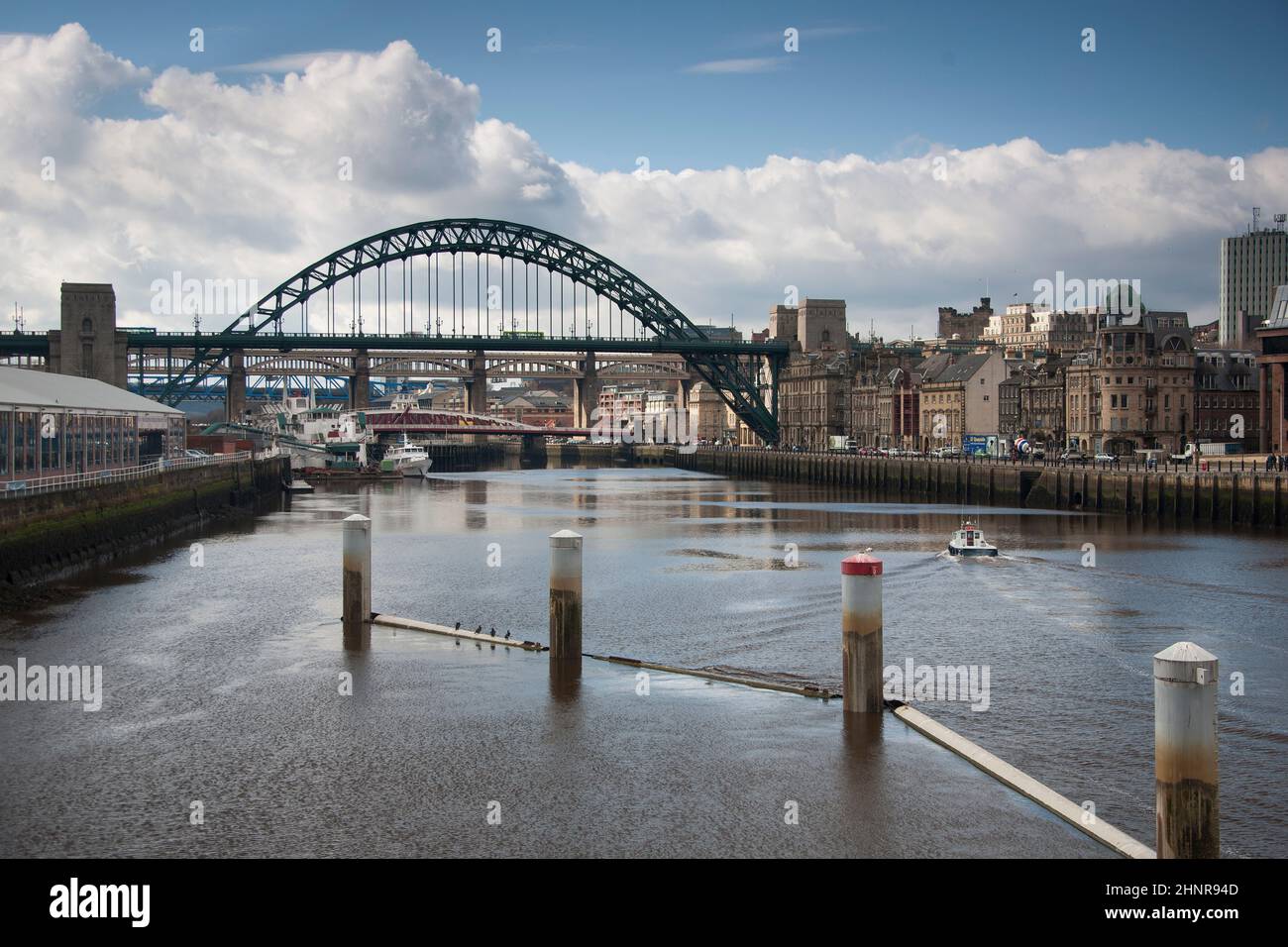 River Tyne at Newcastle and three bridges Stock Photo