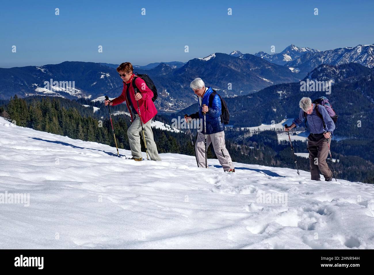 Bavaria, Upper Bavaria, Mangfall mountains,  Bevarian Prealps, Walker, Winter Stock Photo