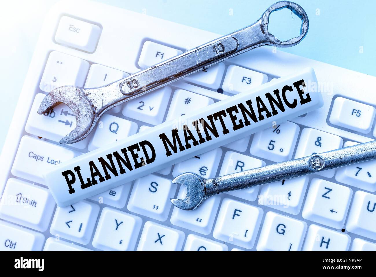Text showing inspiration Planned Maintenance. Concept meaning Check ups to be done Scheduled on a Regular Basis Typing Device Instruction Manual, Posting Product Review Online Stock Photo