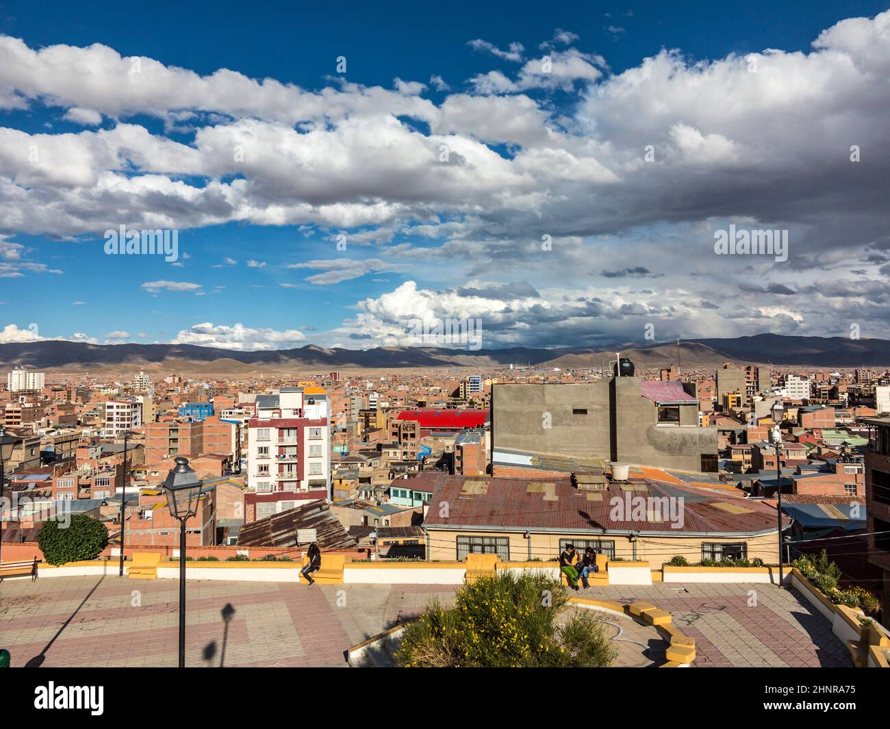 scenic view over city of Oruro in the Andes Stock Photo