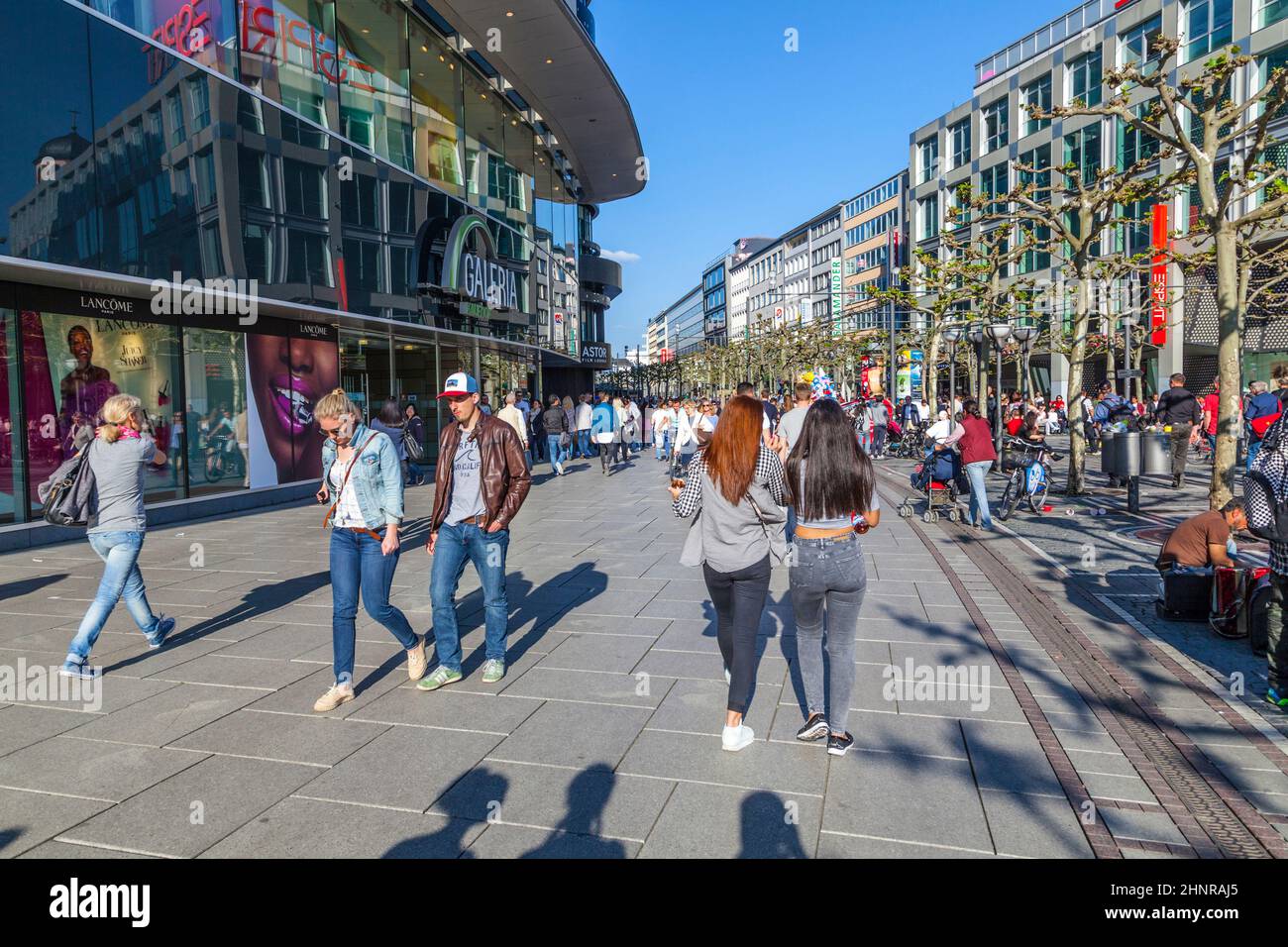 people walk along the Zeil in Midday in Frankfurt Stock Photo