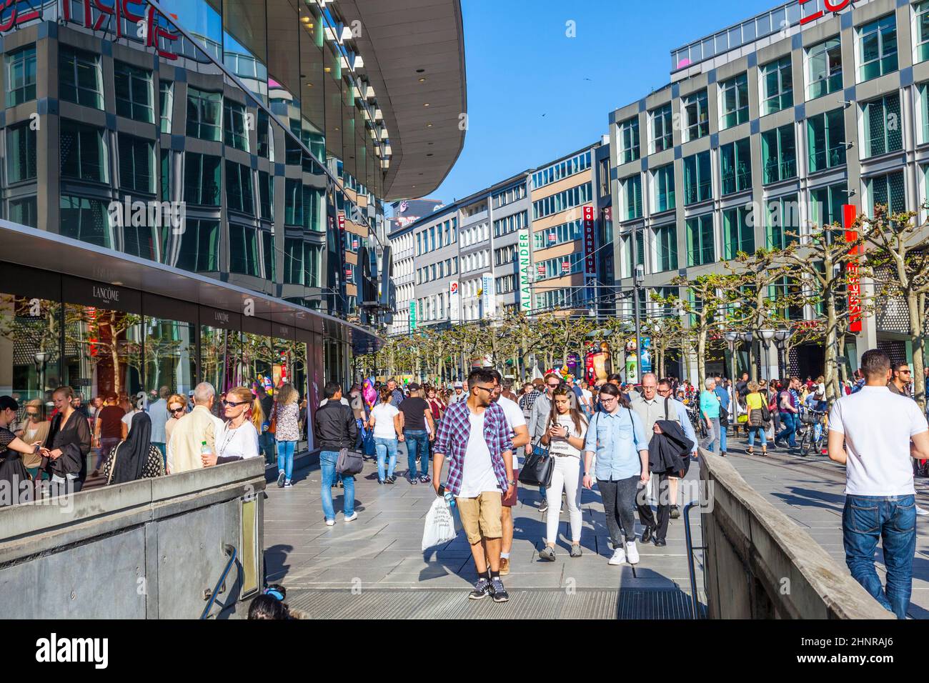 people walk along the Zeil in Midday in Frankfurt Stock Photo