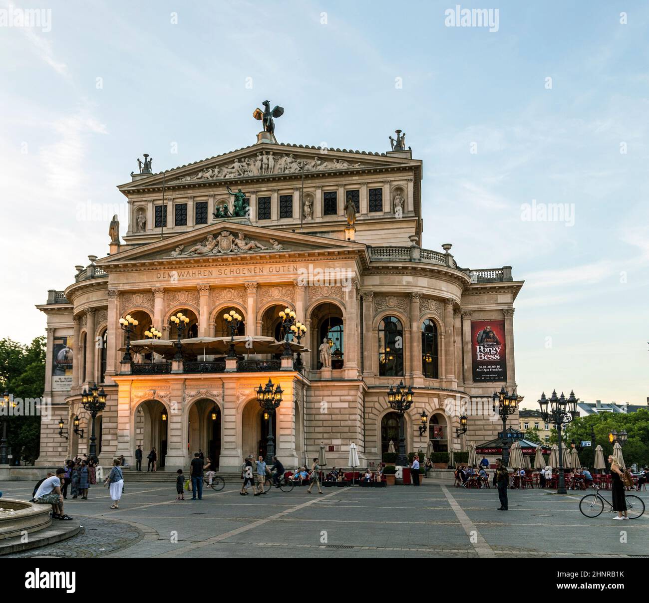 Alte Oper at night in Frankfurt Stock Photo