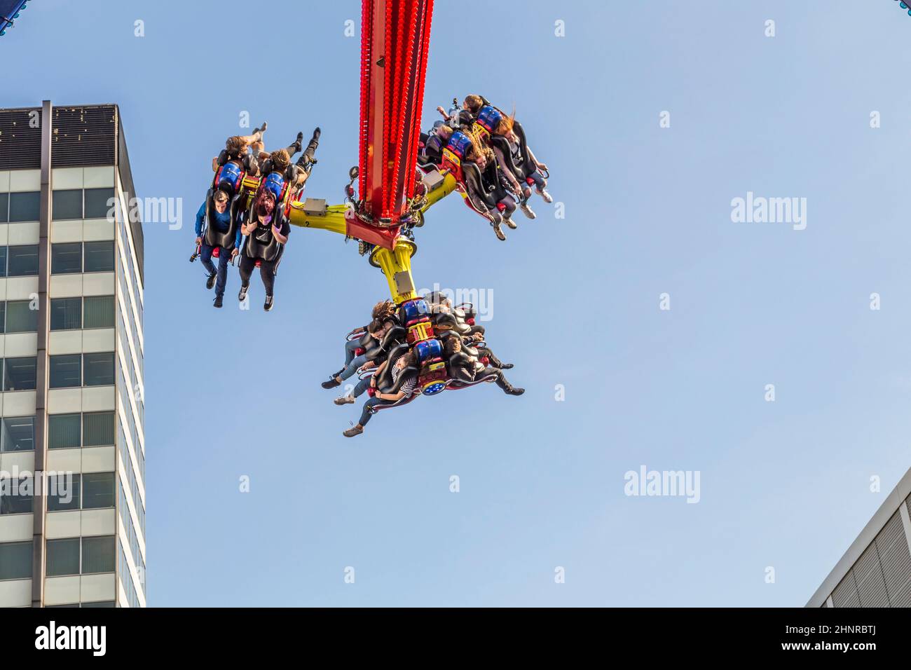 people enjoy the carousels at Photokina  in Cologne Stock Photo