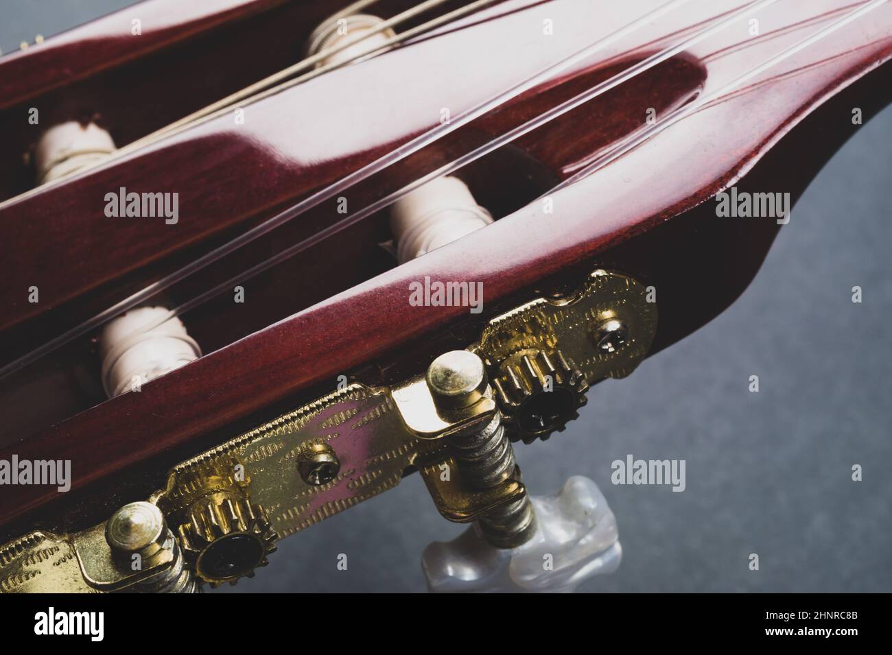 Guitar headstock close up. acoustic musical instrument Stock Photo Alamy