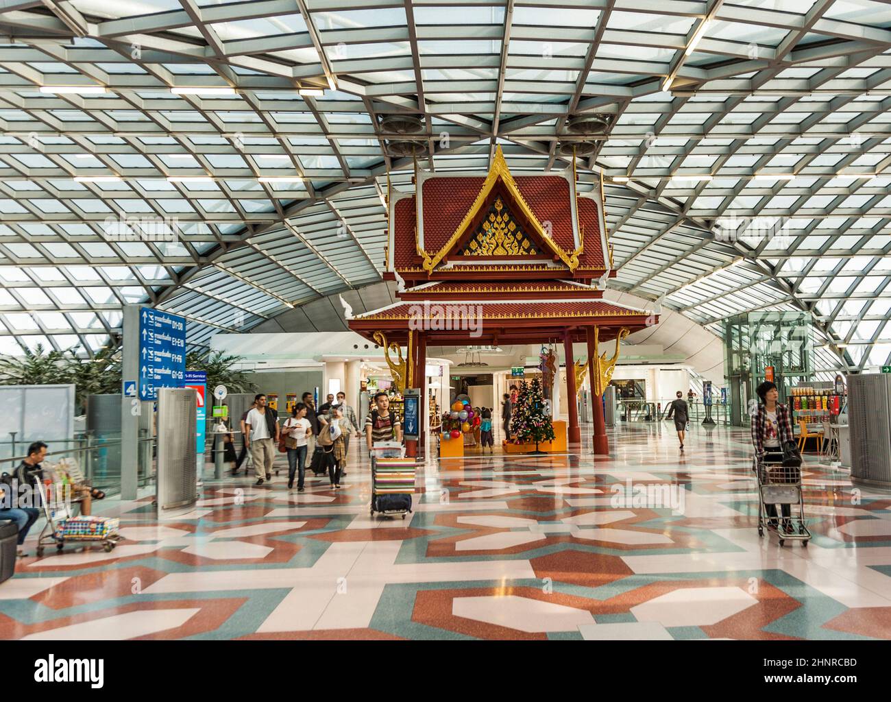 departure Gate and hall in the new Airport Suvarnabhumi Stock Photo