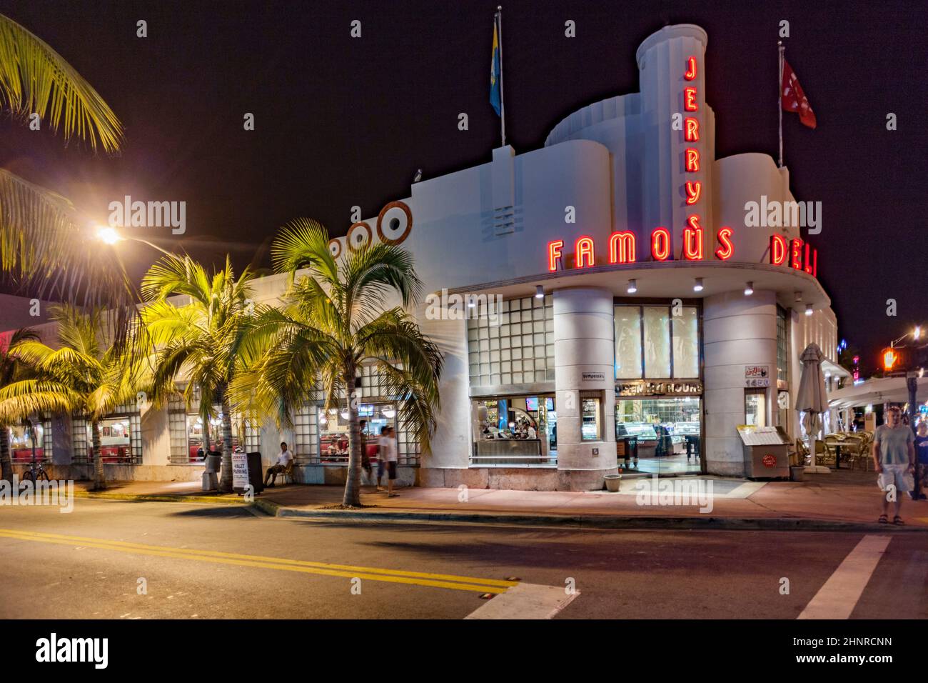 The art deco building Jerrys famous Deli ist still a fastfood restaurant and famous by stars and actors Stock Photo