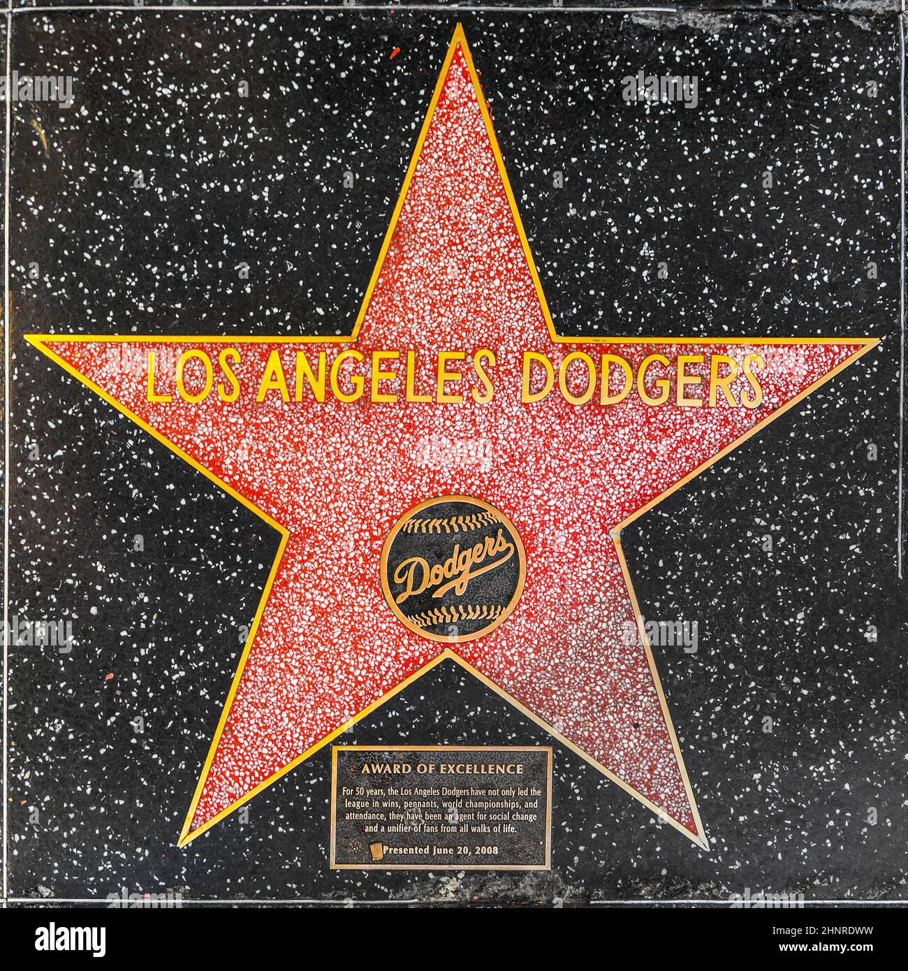 Los Angeles Dodgers star on Hollywood Walk of Fame Stock Photo