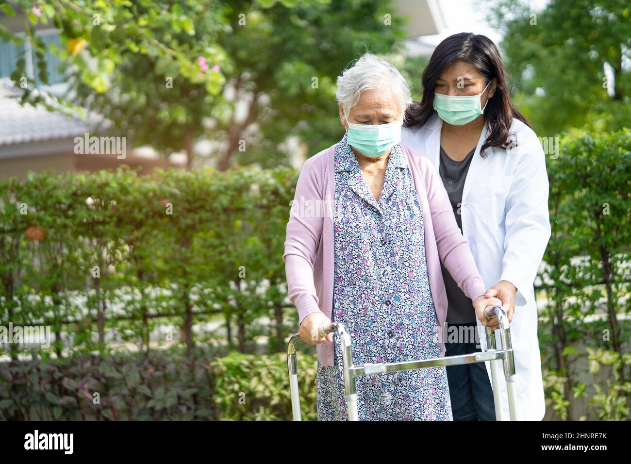 Rollator elderly face mask hi-res stock photography and images - Alamy