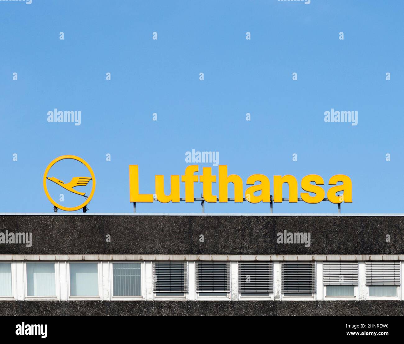 logo of the brand Lufthansa in Hamburg Stock Photo