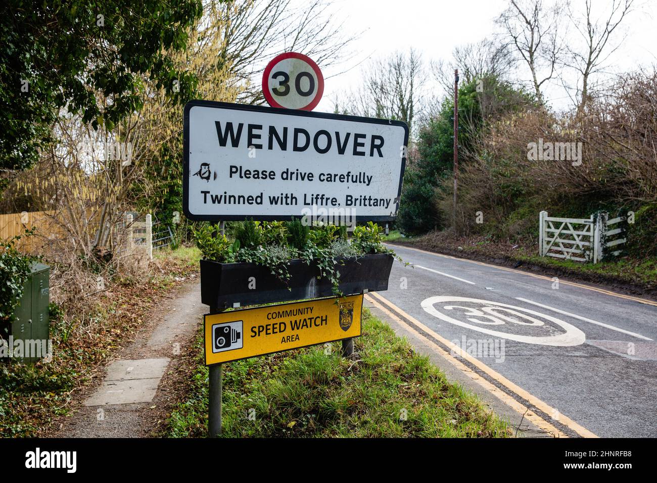 Wendover, UK. 9th February, 2022. A Wendover sign is pictured on
