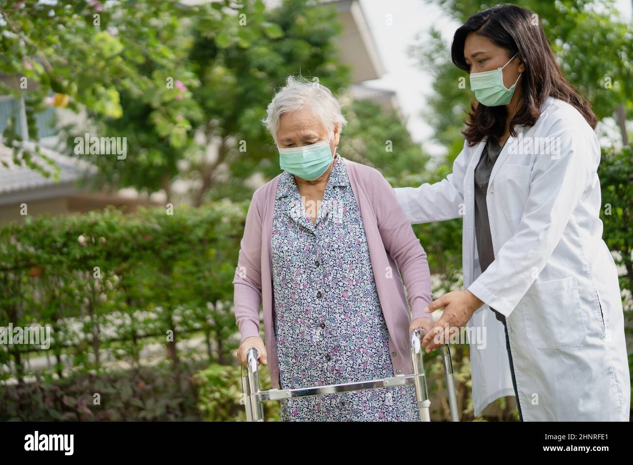 Rollator elderly face mask hi-res stock photography and images - Alamy