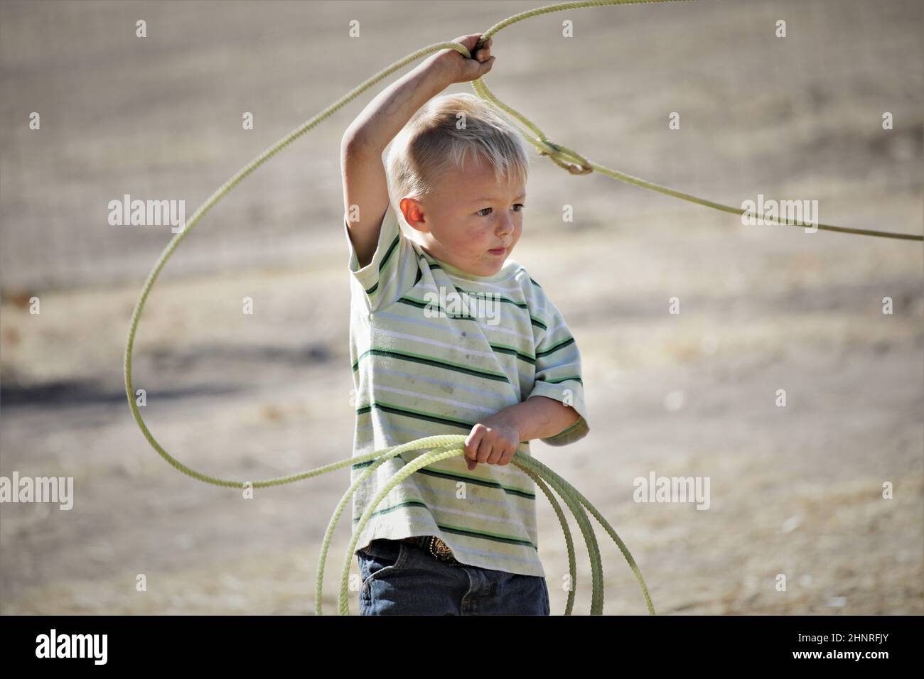 practice FOR ROPING CONTEST BETWEEN 5 AND 6 YEAR OLD boys at small ...