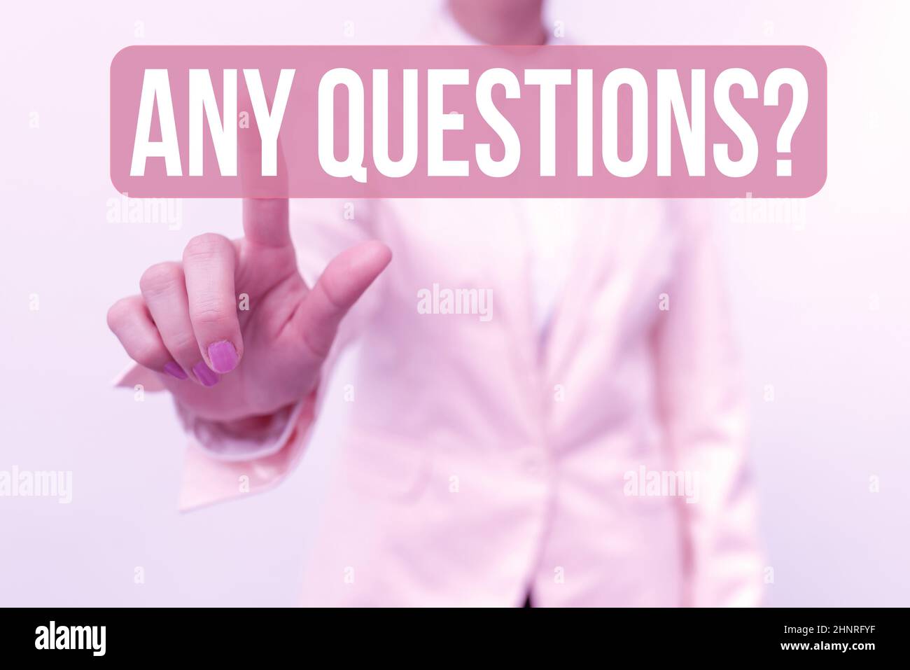 Hand writing sign Any Questions Question, Internet Concept you say ...