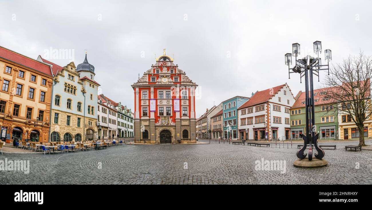 scenic view to old town hall in Gotha Stock Photo