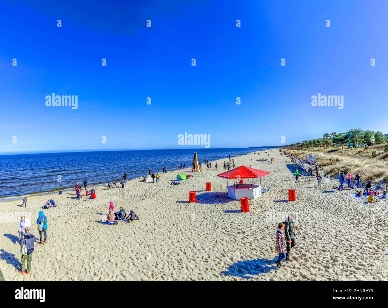 people enjoy the baltic sea at Ahlbeck Stock Photo