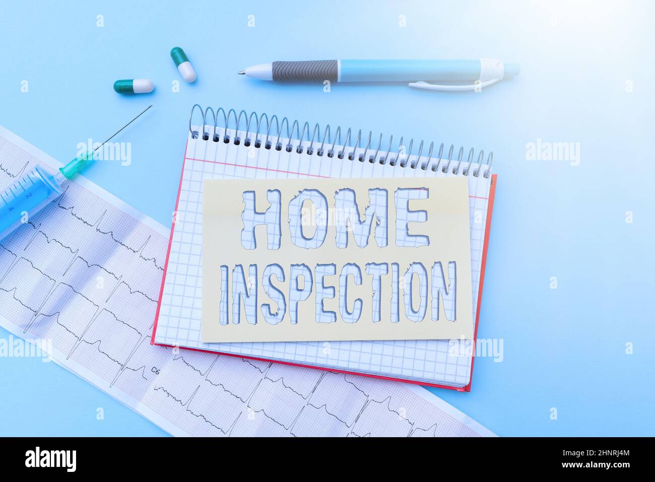 Text sign showing Home Inspection. Business concept Examination of the condition of a home related property Reading Graph And Writing Important Medical Notes Test Result Analysis Stock Photo