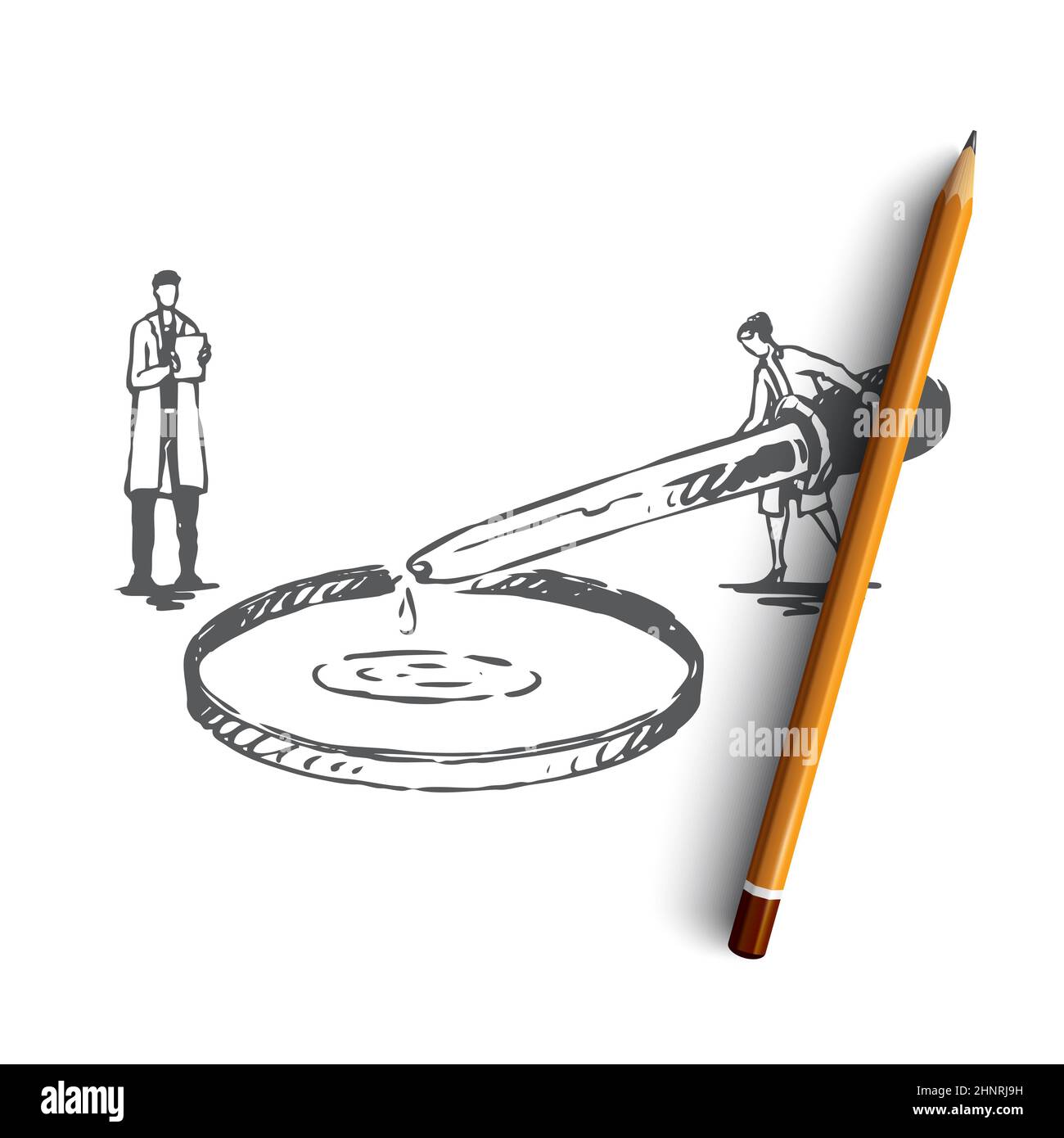 Water, purification, element, chemistry, science concept. Hand drawn