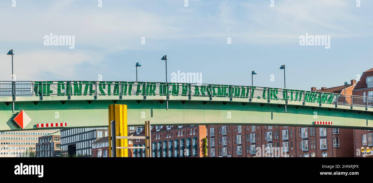 banner with inscription the whole city for staying in premiere soccer league Stock Photo