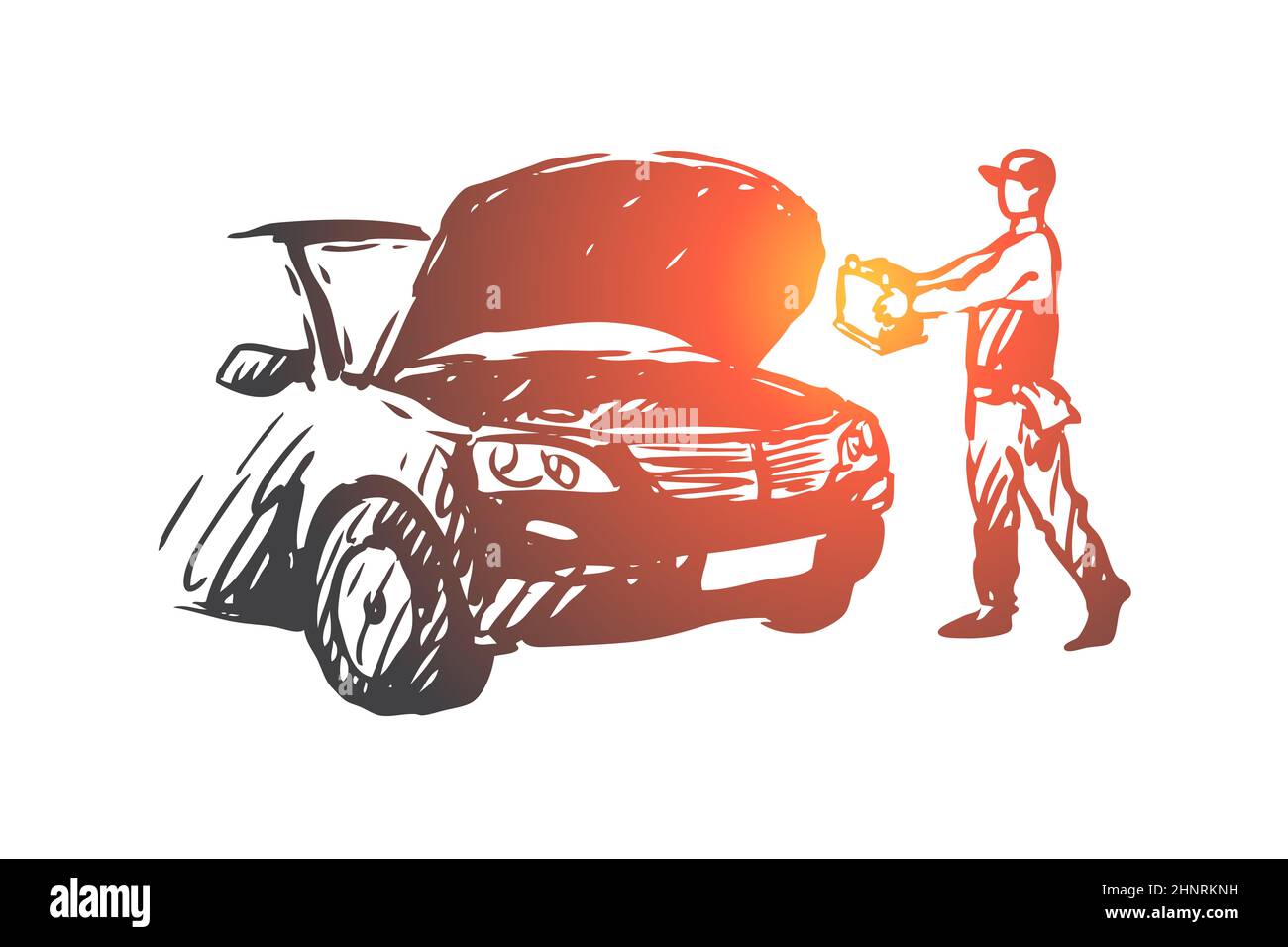 Hand Draw Auto Repair Logo PNG Images