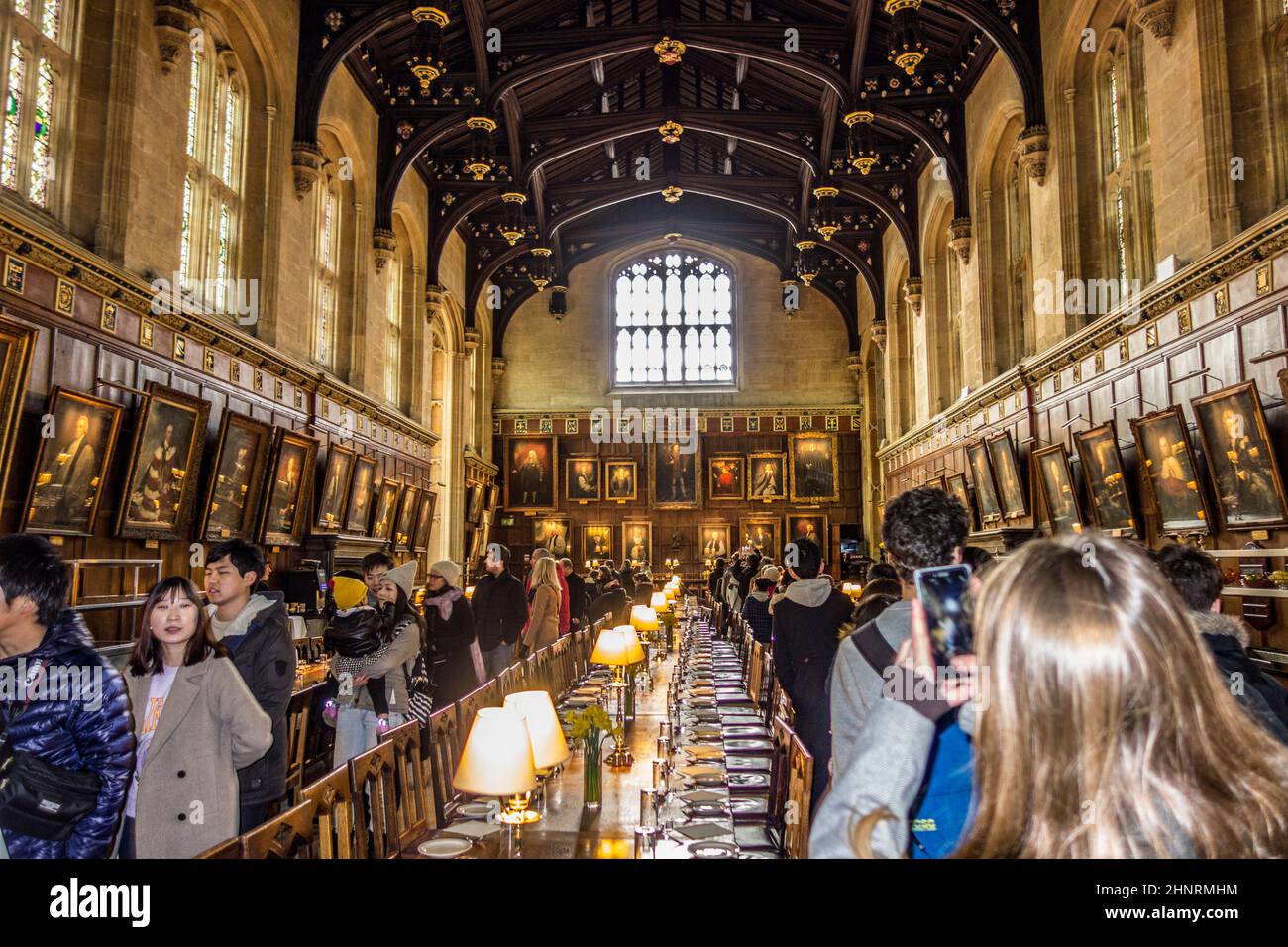 people visit the great hall of Christ Church, University of Oxford, England Stock Photo