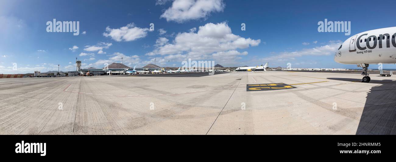 airport of Arrecife, the capital of the canarian island of Lanzarote Stock Photo