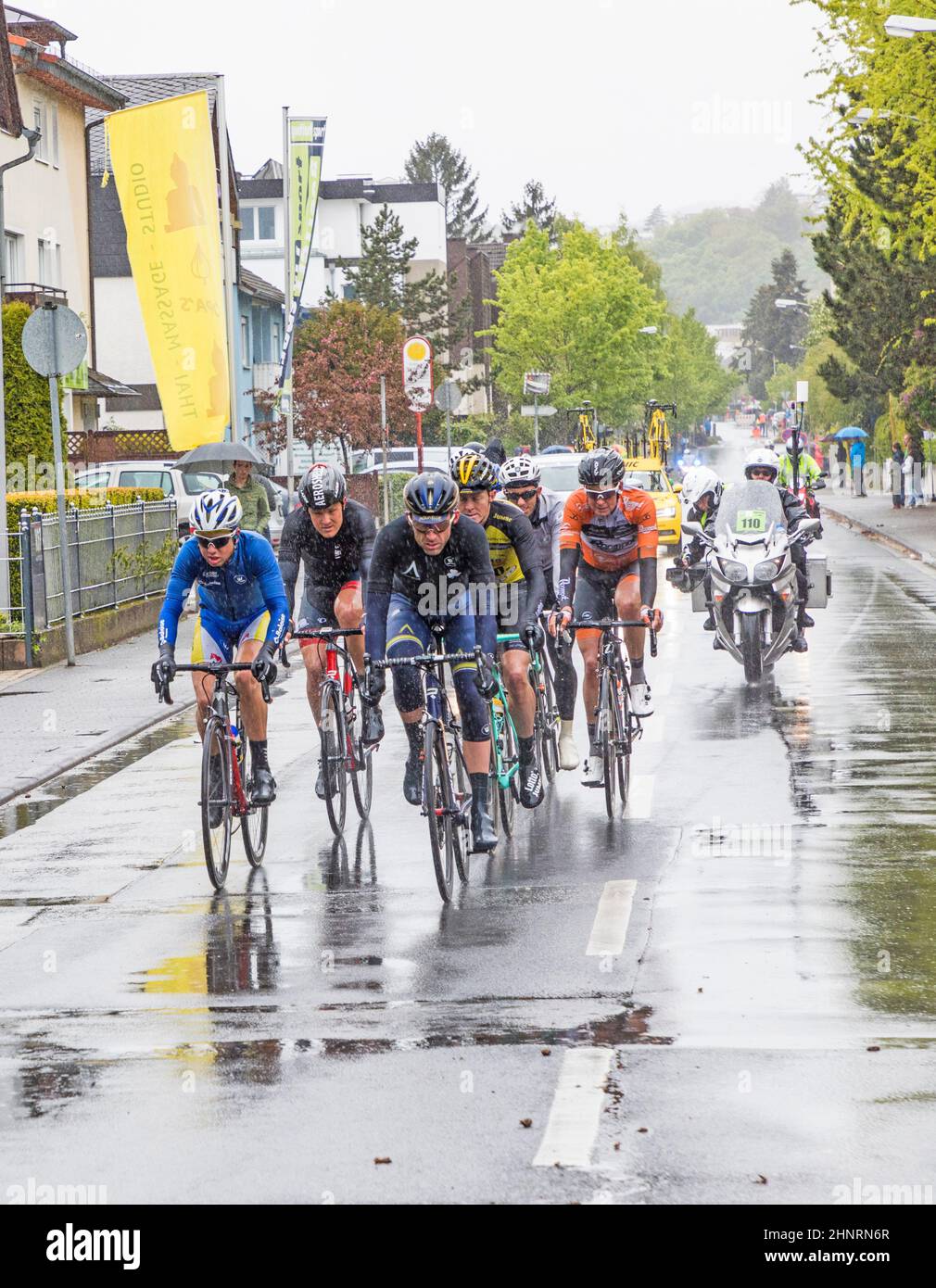 racing cyclists at the race Rund um den Finanzplatz Frankfurt Stock Photo