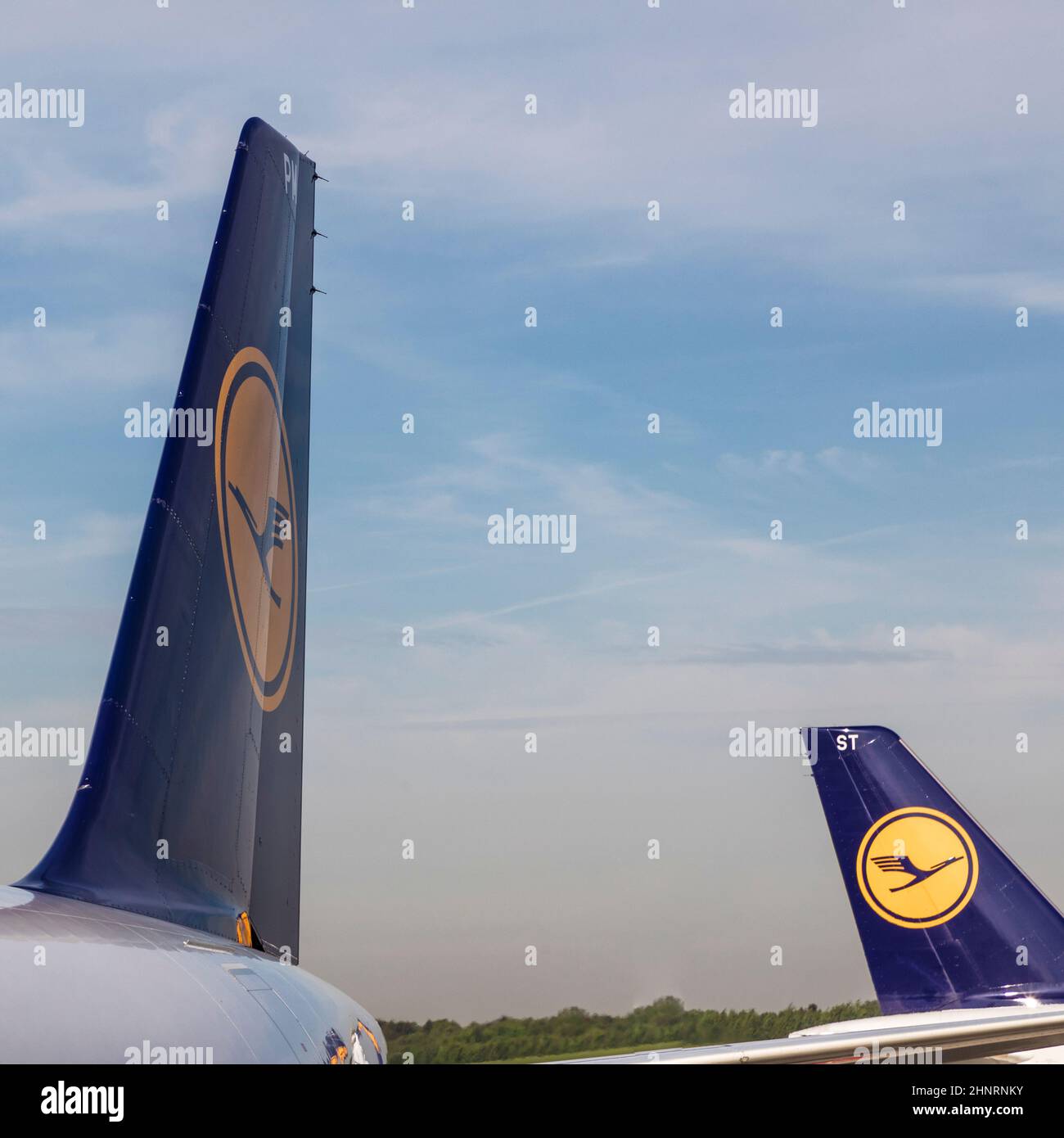 Lufthansa aircrafts in Hamburg Stock Photo