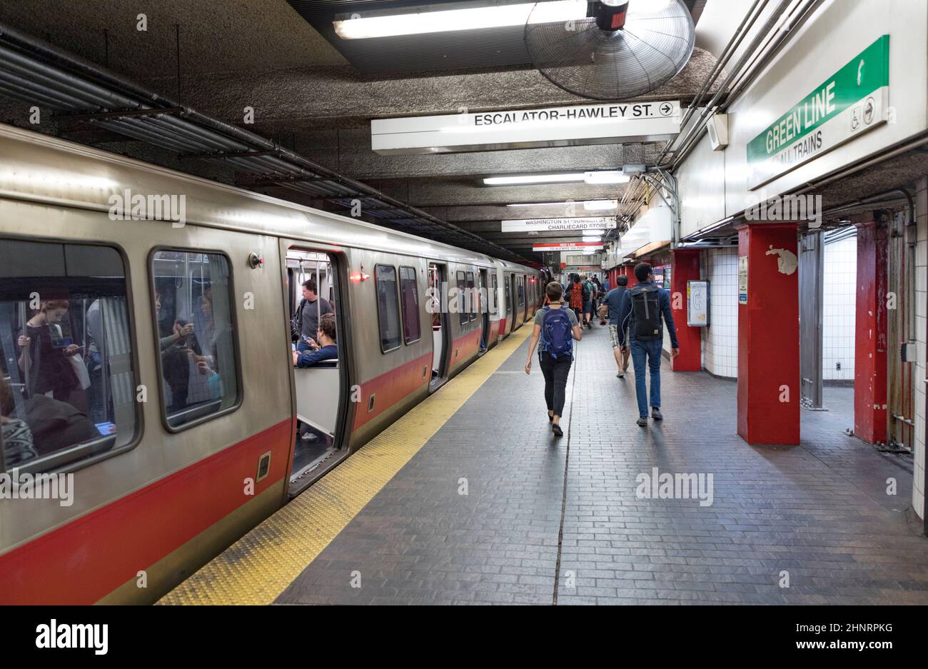 people travel with the oldest metro in the USA in Boston Stock Photo
