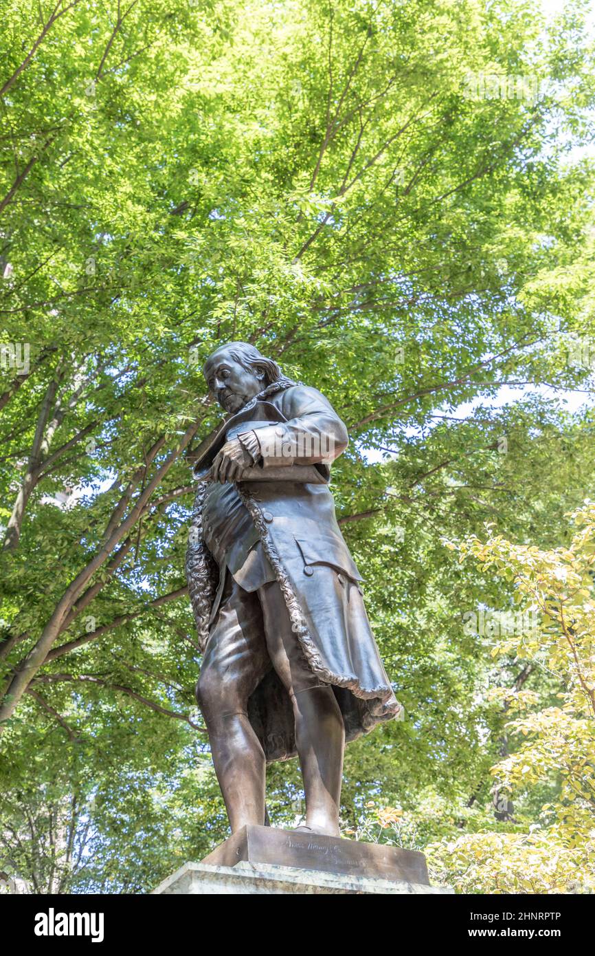 Benjamin Franklin statue by Richard Saltonstall Greenough, outside the Old City Hall in historic Boston Stock Photo