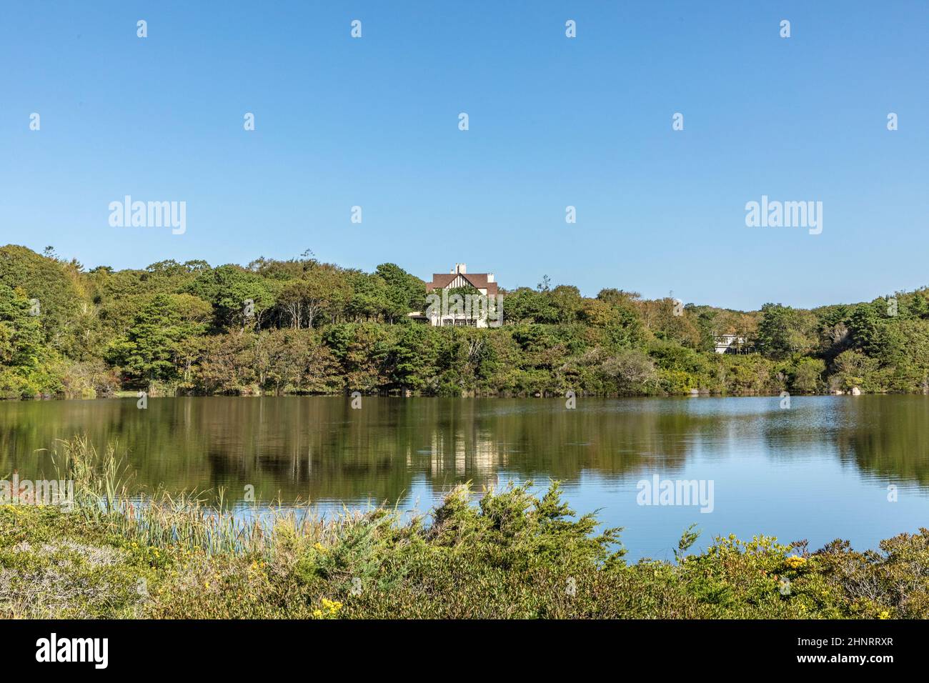 many expensive mansion houses  with huge private area landscape are placed at the atlantic ocean Stock Photo