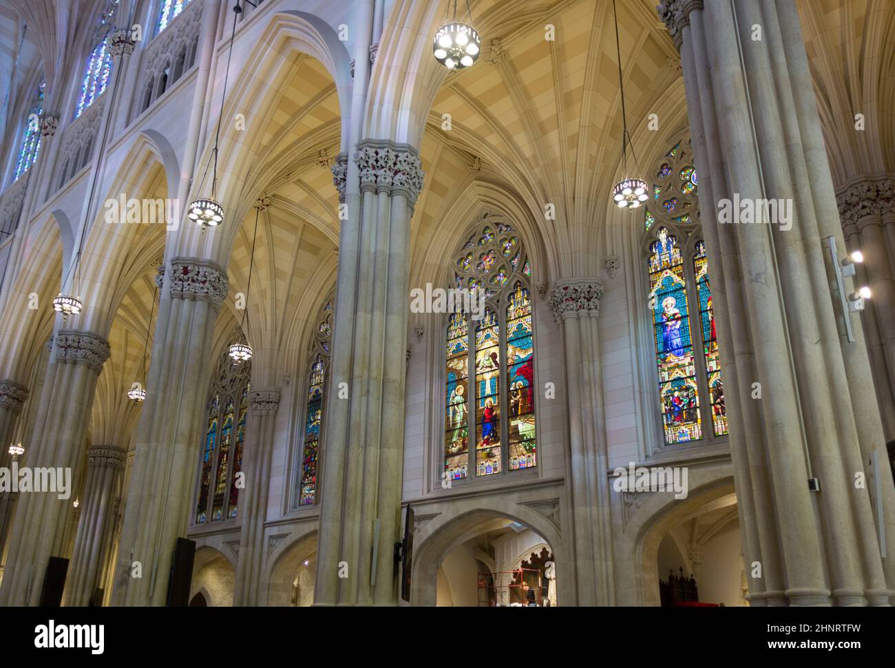 The Cathedral of St. Patrick is a Neo-Gothic-style Roman Catholic cathedral church and a prominent landmark of New York Stock Photo